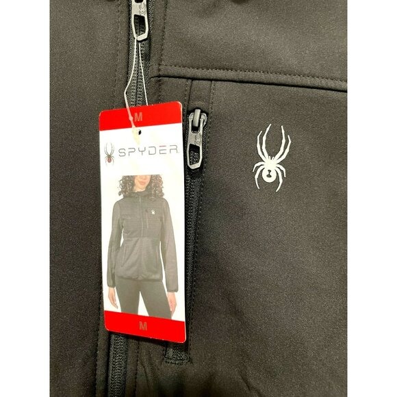 Spyder Womens Black Fleece Hooded Jacket M NWT - Picture 6 of 7